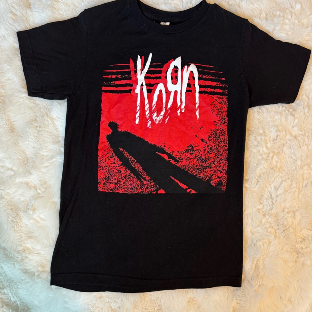 Korn Band T-Shirt Black Red Graphic Logo Tee Unisex Size Small